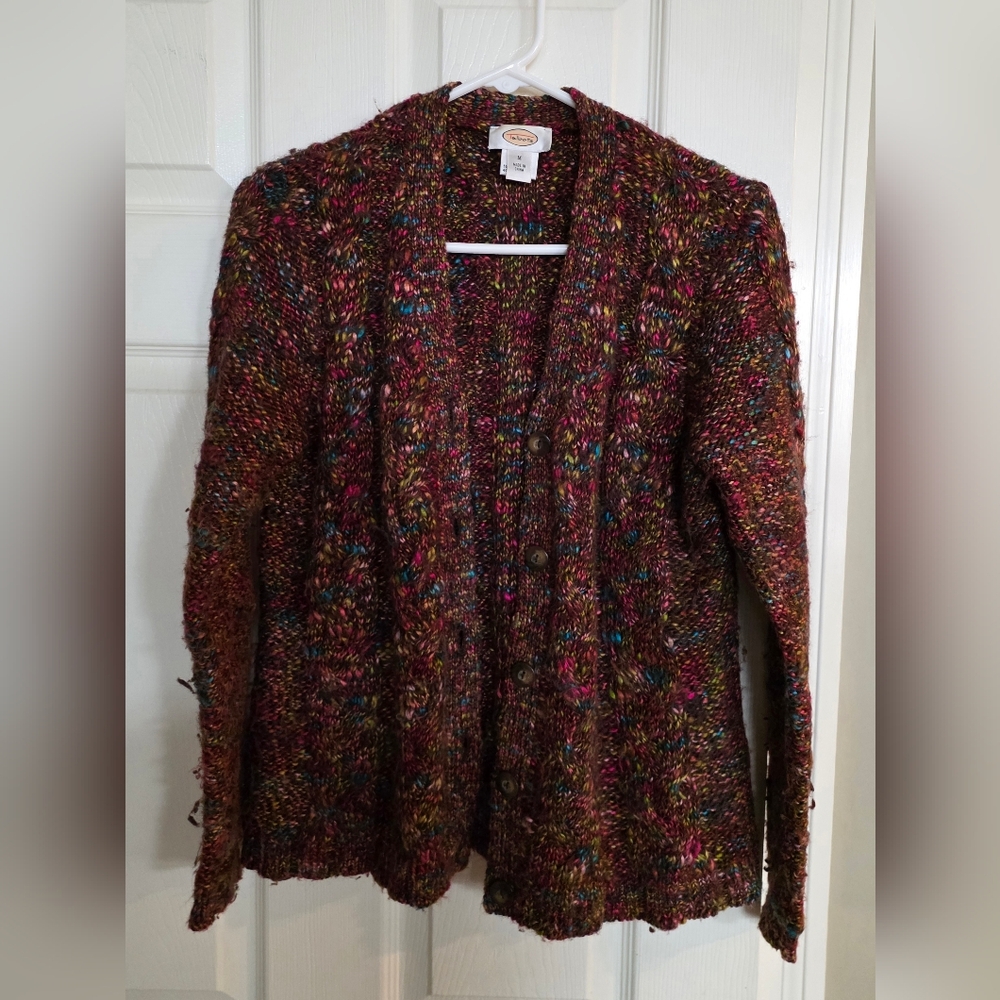 Talbots Wool Blend Brown Multi Button Cardigan Me… - image 1